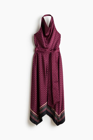 Tie-belt halterneck dress