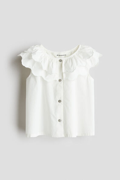 Tiered-collar cotton blouse