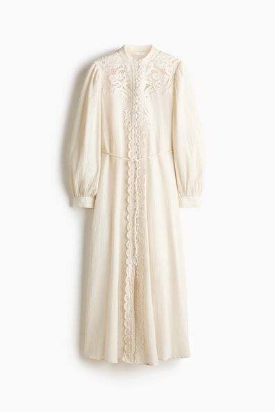 Lace-detail cotton dress