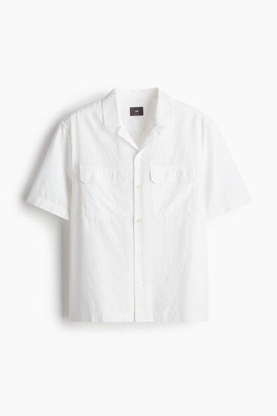 Regular Fit Linen-blend utility shirt