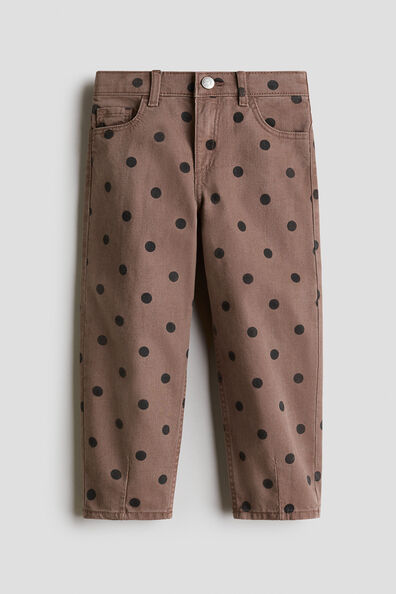 Cotton twill barrel trousers