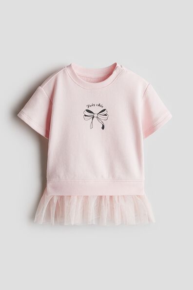 Tulle-skirt sweatshirt dress