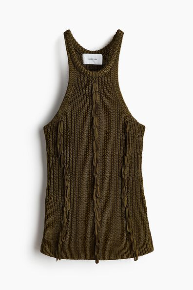 Fringed rib-knit top