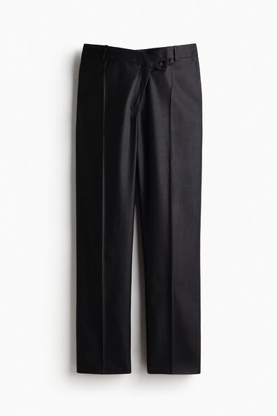 Wool-blend wrapover-waist trousers