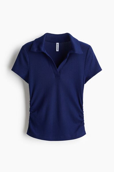 Ribbed collared top