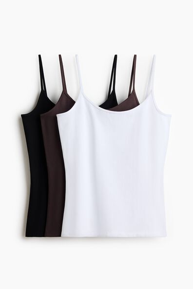 3-pack cotton strappy tops
