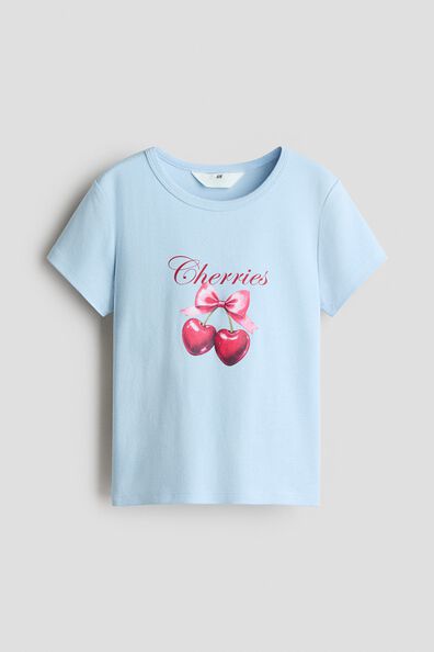 Print-motif cotton T-shirt
