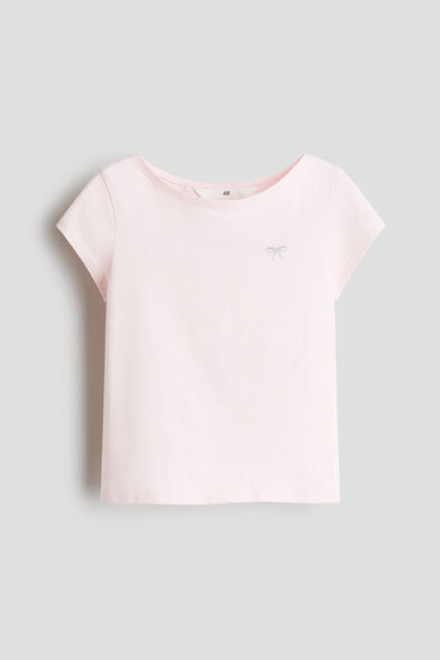 Motif-detail boat-neck top