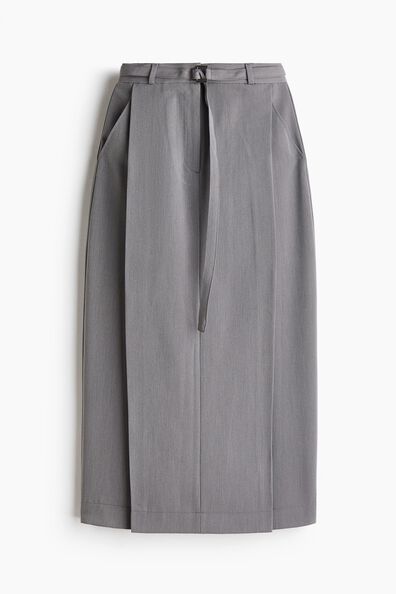 Belted twill skirt