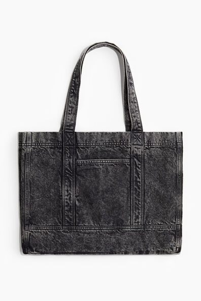 Washed-look denim shopper