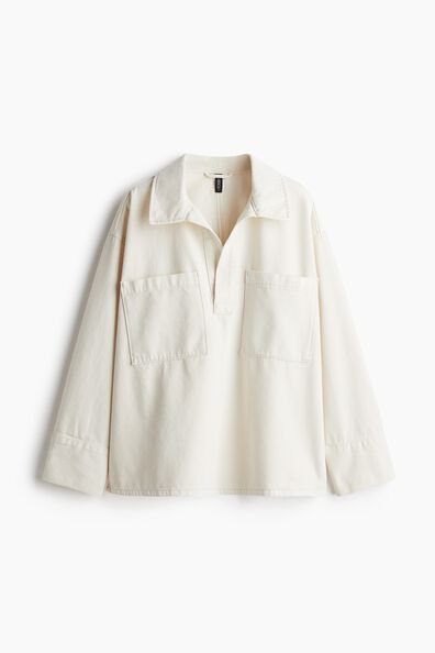 Oversized popover denim shirt