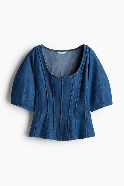 Denim peplum blouse
