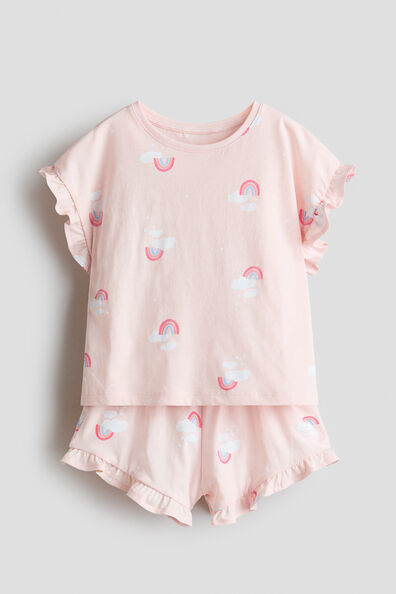 Frill-trimmed printed pyjamas
