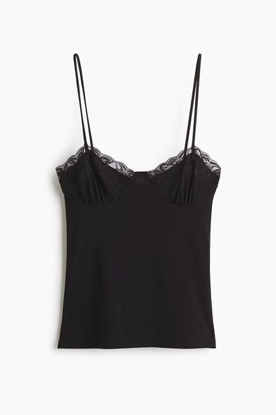 Lace-trimmed strappy top