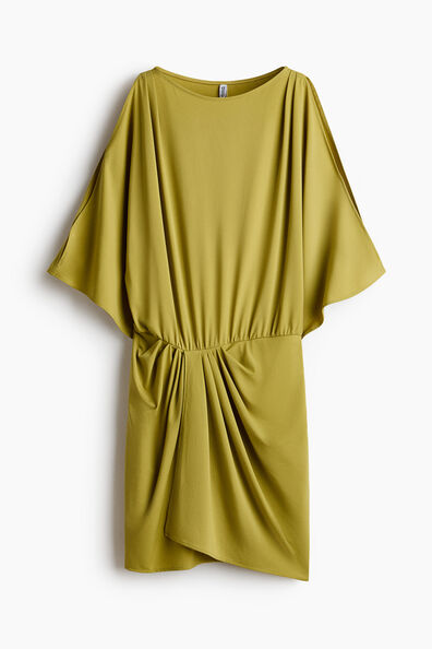 Draped cold-shoulder dress