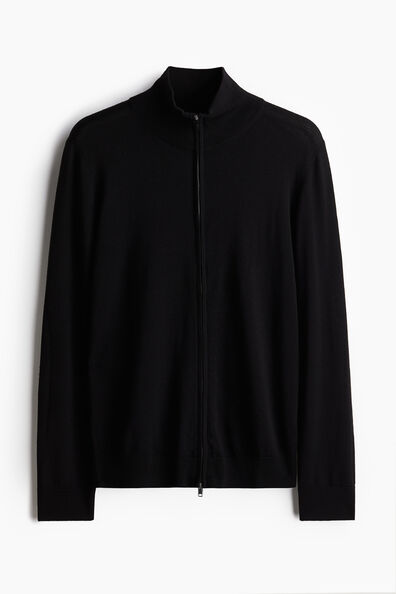 Slim Fit Zip-through merino wool cardigan