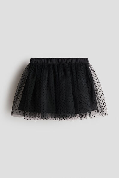 Flock-print tulle skirt