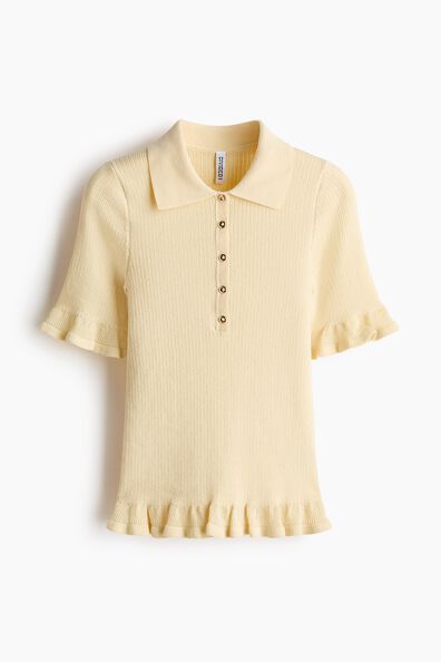 Rib-knit collared top