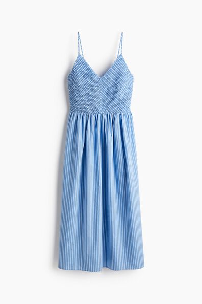 Smocked-bodice cotton dress