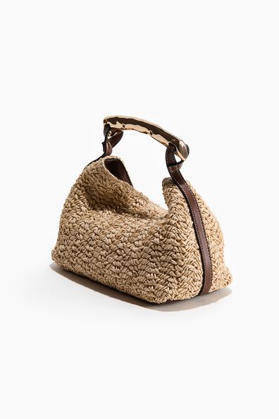 Metal-handle handbag
