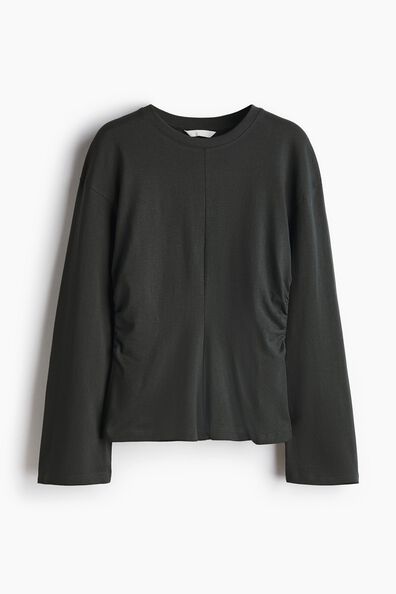 Gathered cotton jersey top