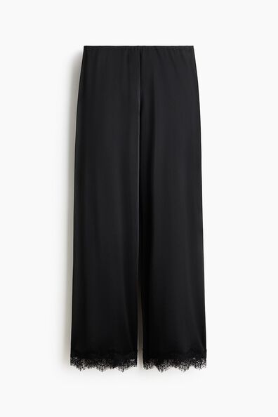 Lace-trimmed interlock trousers