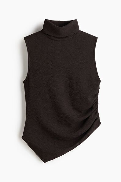 Draped polo-neck top