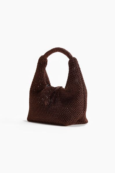 Glittery hole-knit handbag