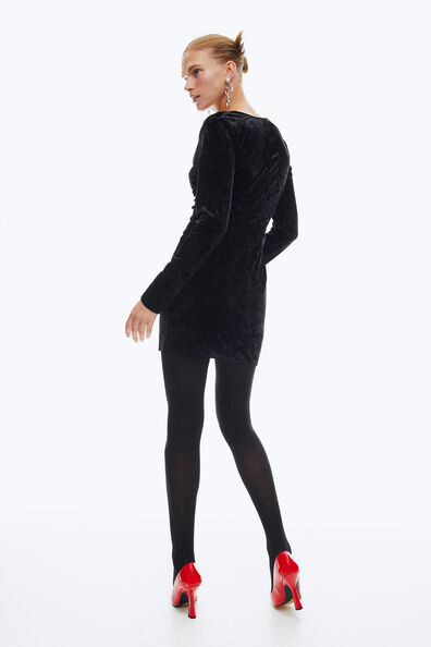Knot-detail velvet dress