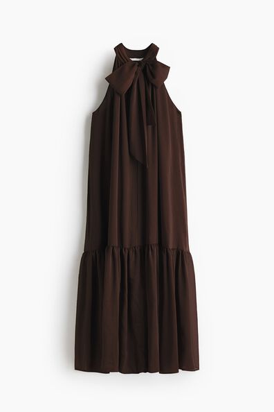 Bow-collar maxi dress