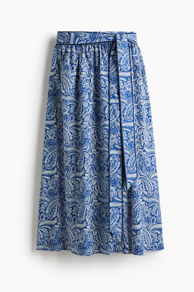 Tie-detail poplin skirt