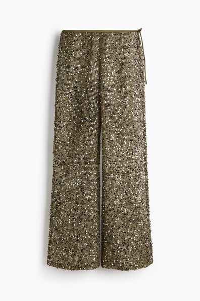 Sequined net trousers