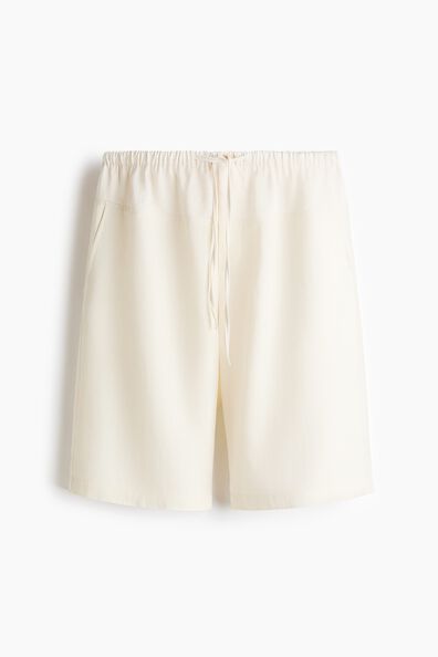 Dual-fabric drawstring shorts