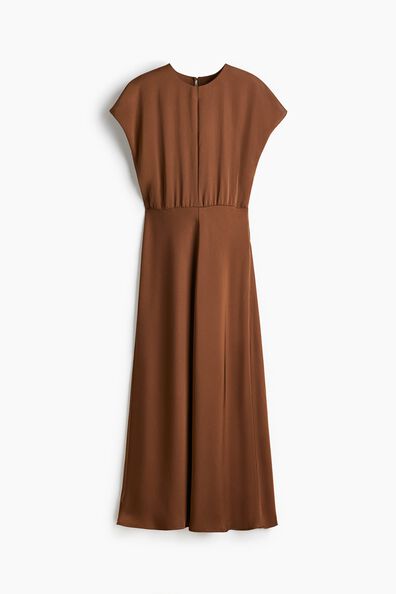 Cap-sleeved satin dress