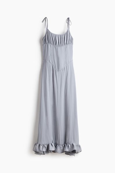Frill-trimmed tie-strap dress