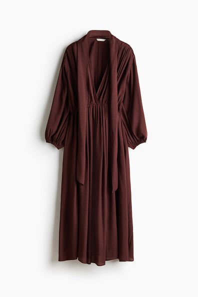 Scarf-detail balloon-sleeved dress