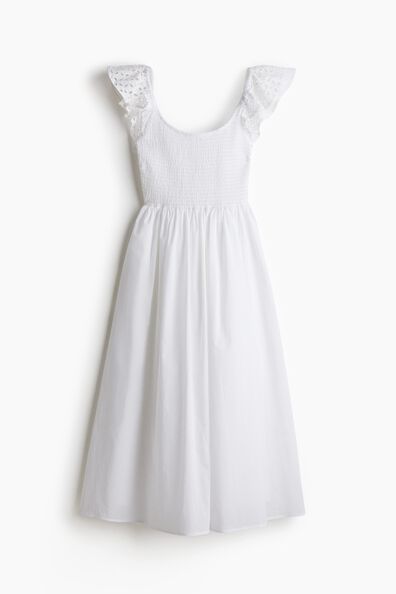 Smocked-bodice cotton dress