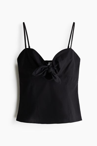 Tie-detail poplin top