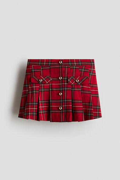 Pleated flannel skirt