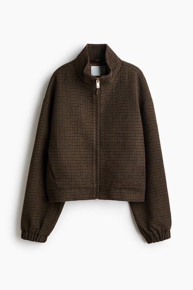 Stand-collar wool-blend jacket