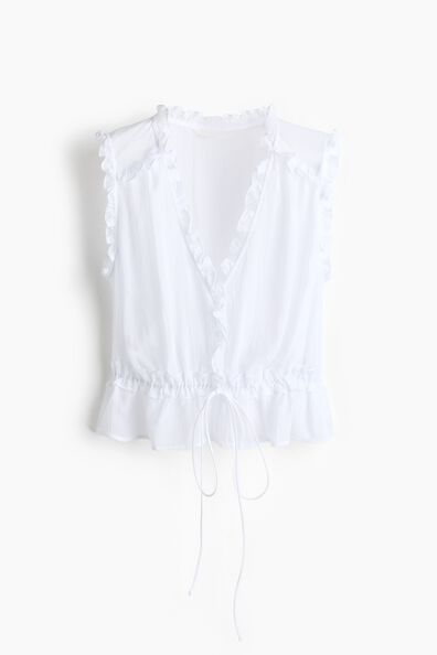 Frill-trimmed lyocell top