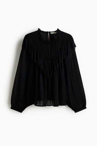 Frill-trimmed chiffon blouse