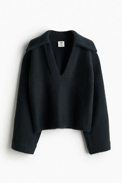 Wool-blend collared jumper