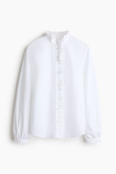 Frill-trimmed button-front blouse
