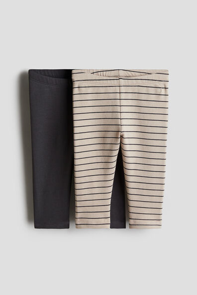 2-pack cotton leggings with brushed inside