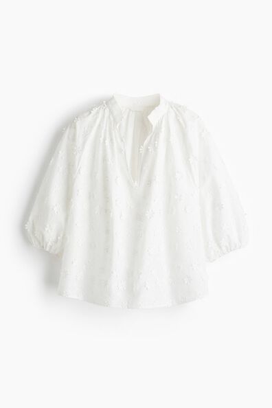 Appliquéd cotton blouse