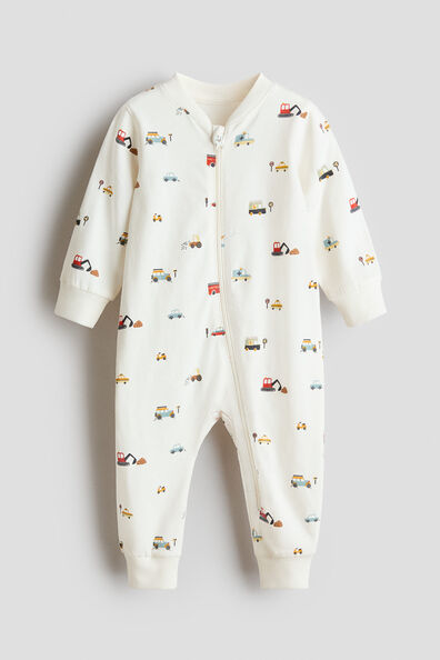 Printed cotton sleepsuit
