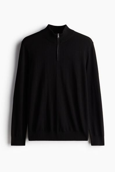 Slim Fit Zip-top merino wool jumper