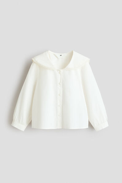 Sailor-collared cotton blouse