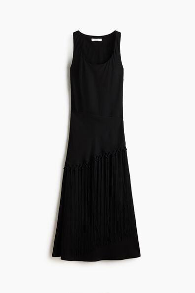 Linen-blend scarf-detail dress